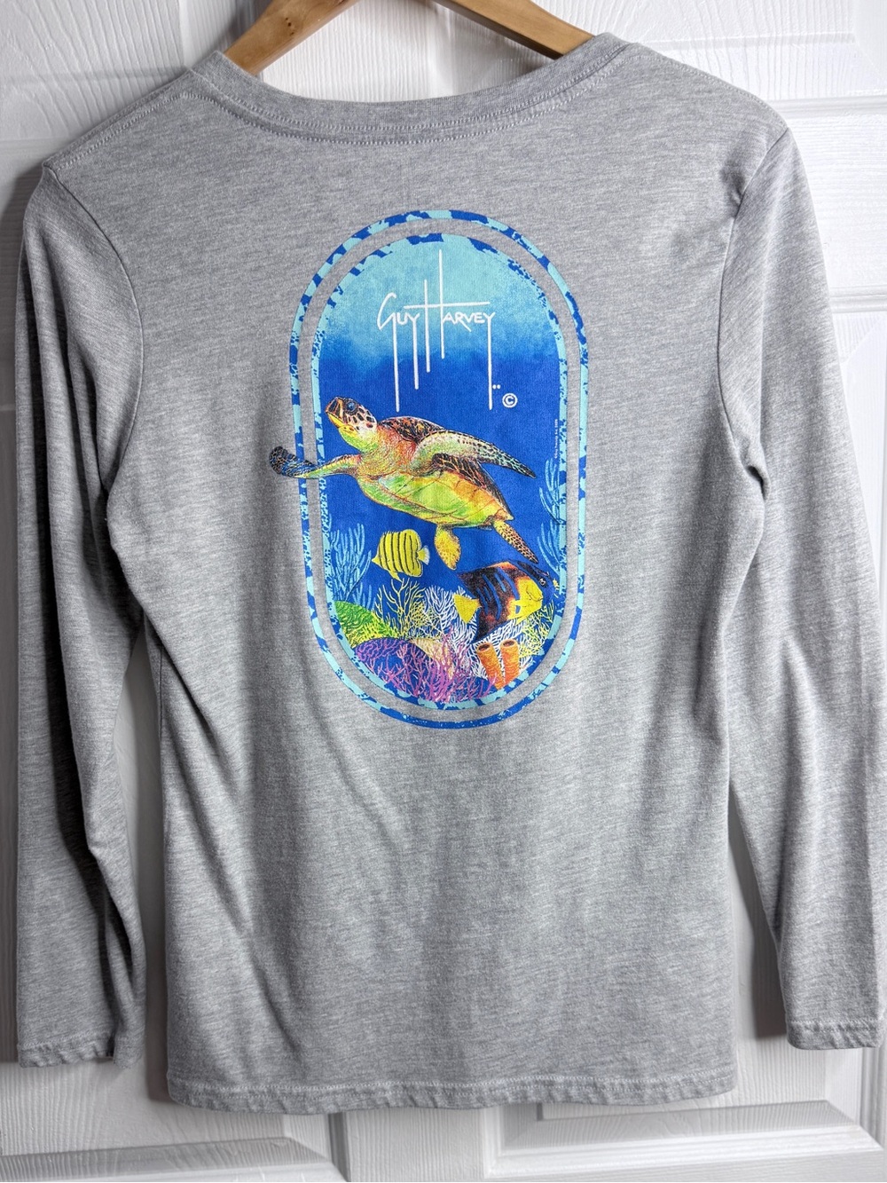 Guy Harvey Graphic Blue Sea Turtle Tropical Ocean Fish Graphic Sz Small
